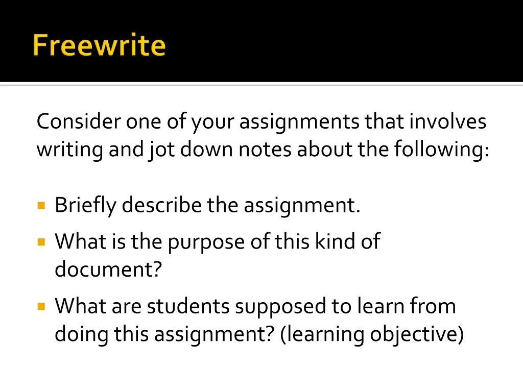 consider one of your assignments that involves