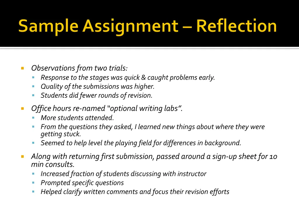 observations from two trials response