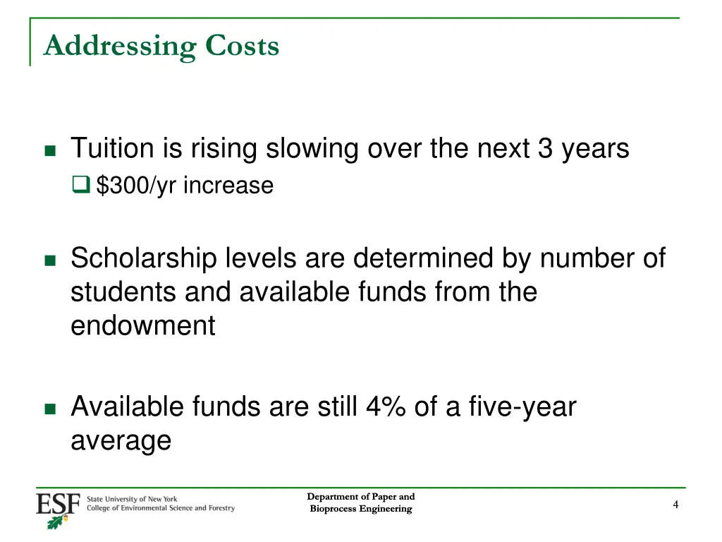 addressing costs