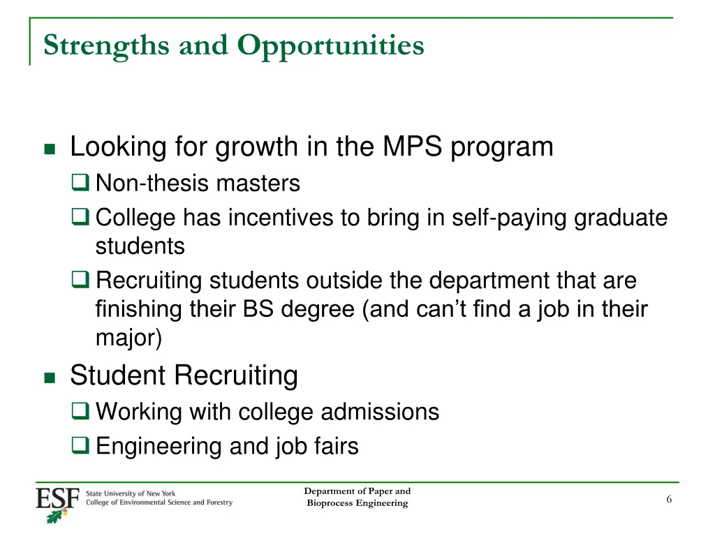 strengths and opportunities