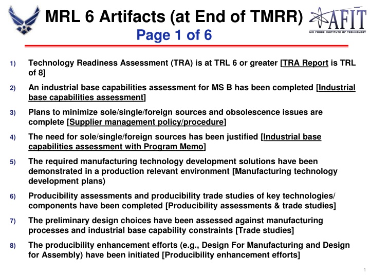 mrl 6 artifacts at end of tmrr page 1 of 6