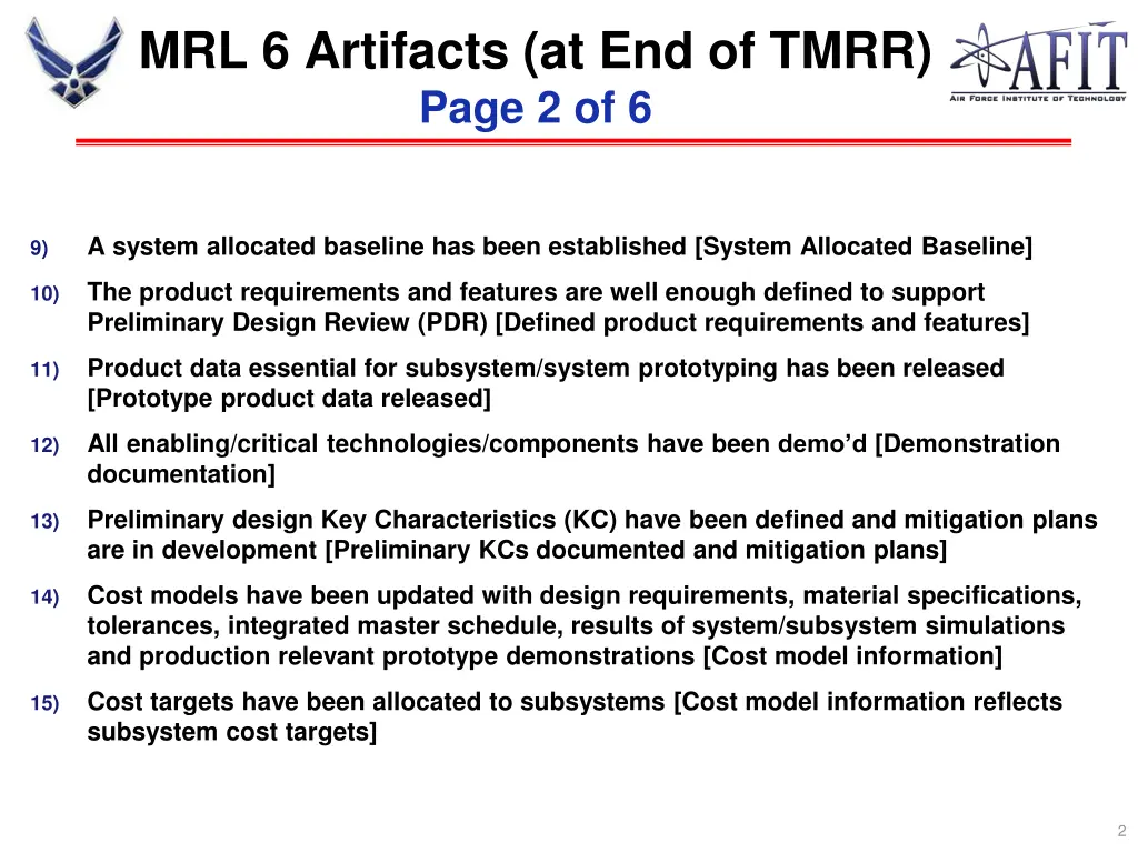 mrl 6 artifacts at end of tmrr page 2 of 6