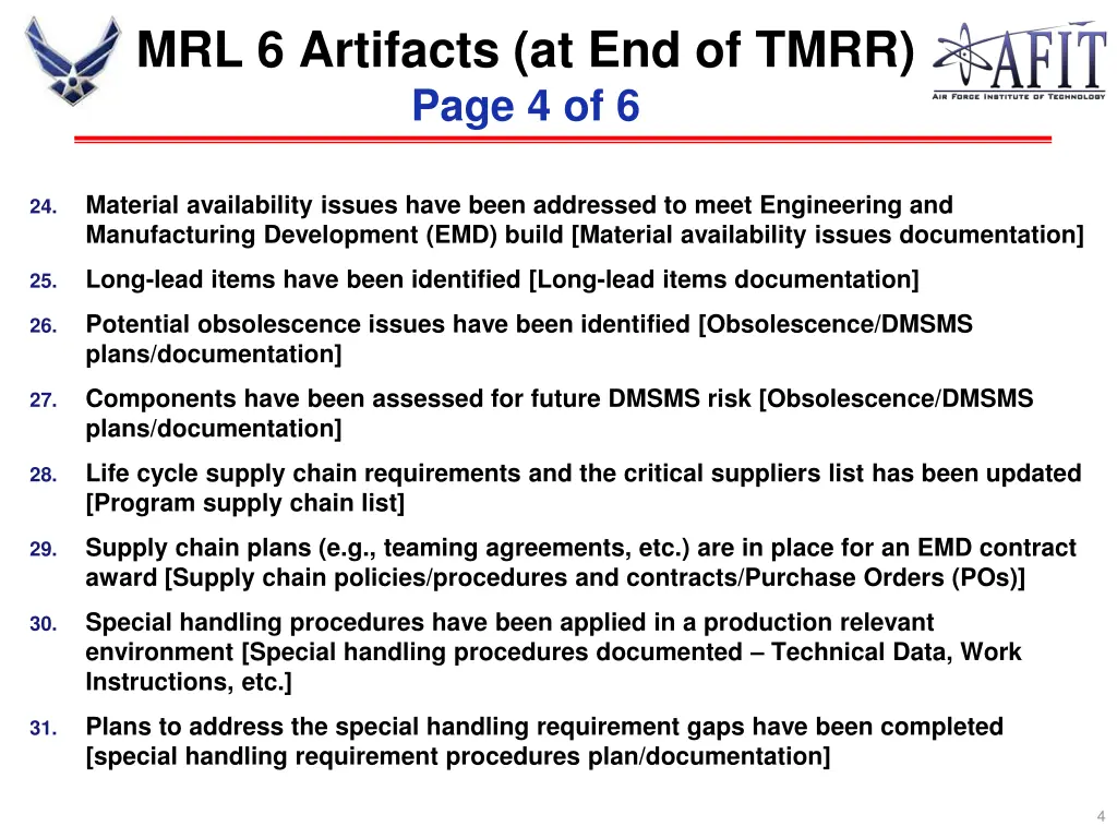 mrl 6 artifacts at end of tmrr page 4 of 6