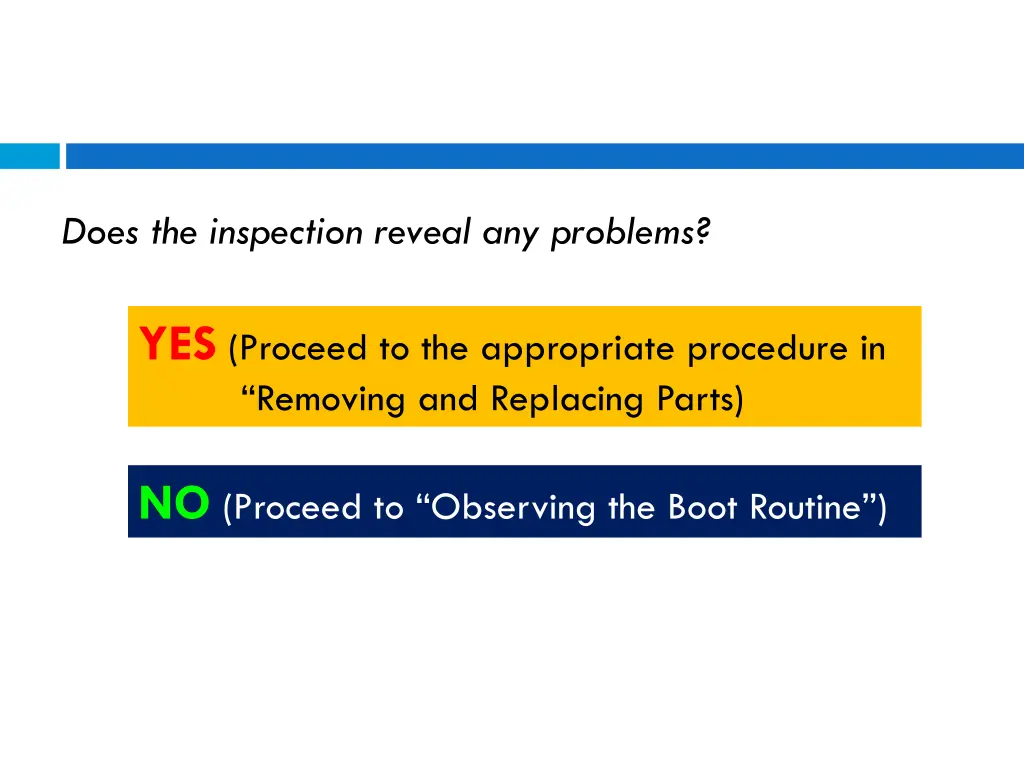 does the inspection reveal any problems
