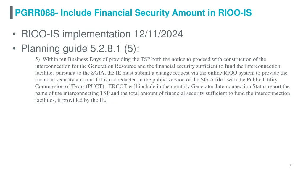 pgrr088 include financial security amount in rioo