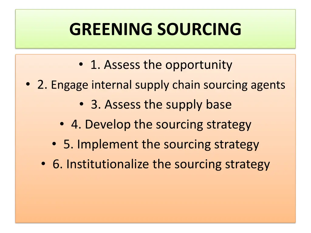 greening sourcing