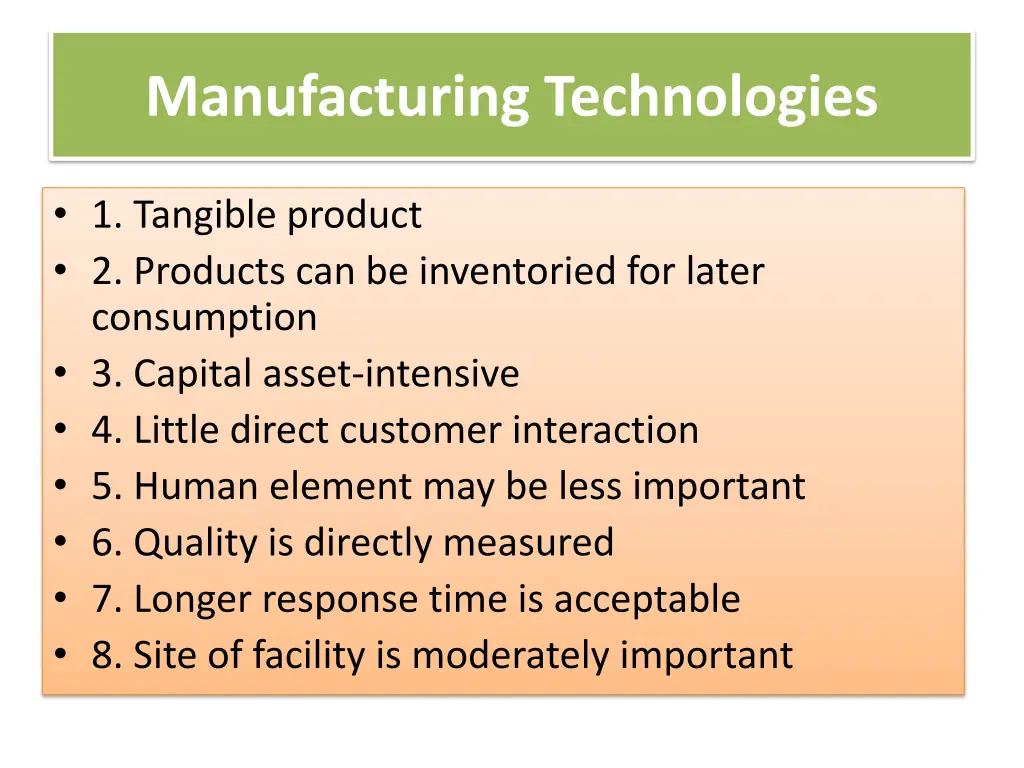 manufacturing technologies