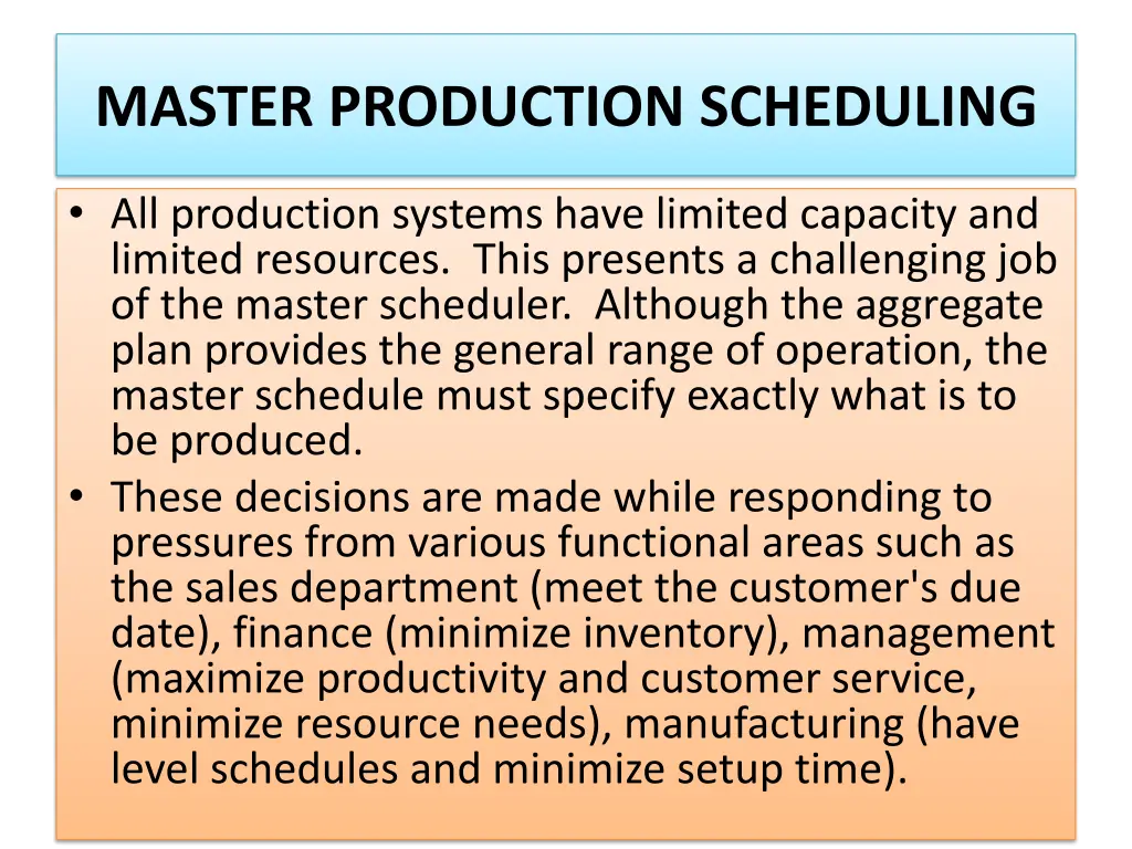 master production scheduling 1