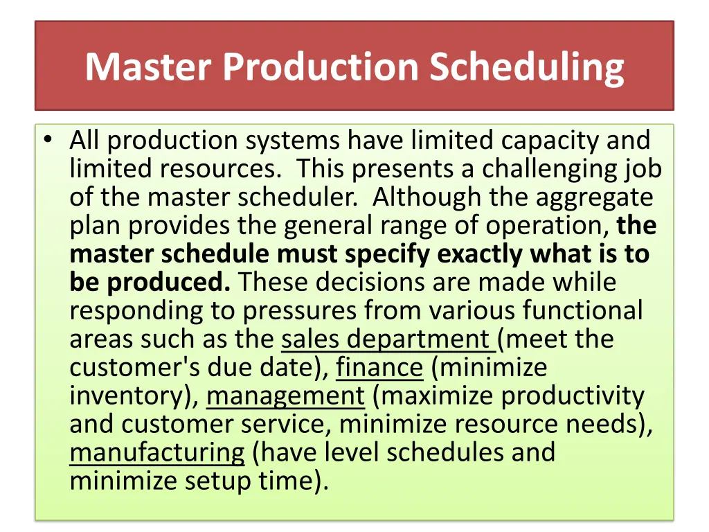 master production scheduling