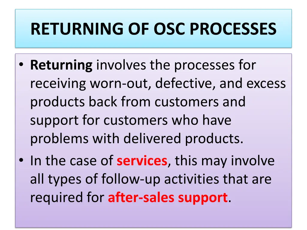 returning of osc processes