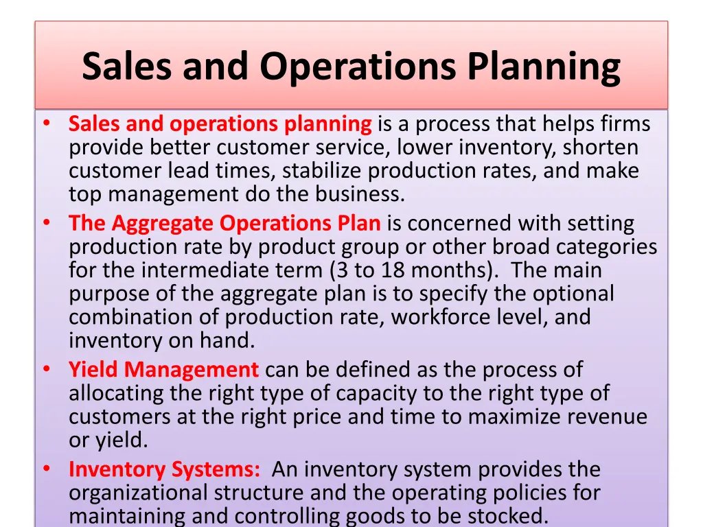 sales and operations planning