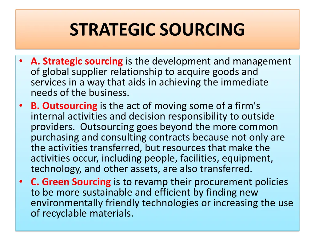 strategic sourcing