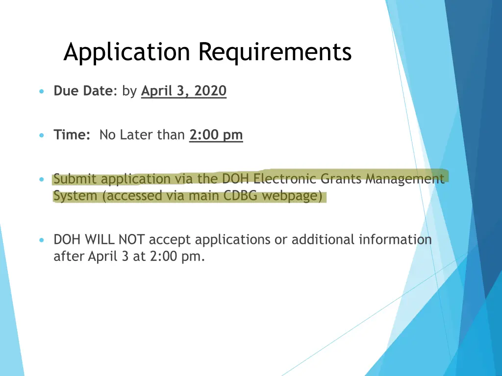 application requirements