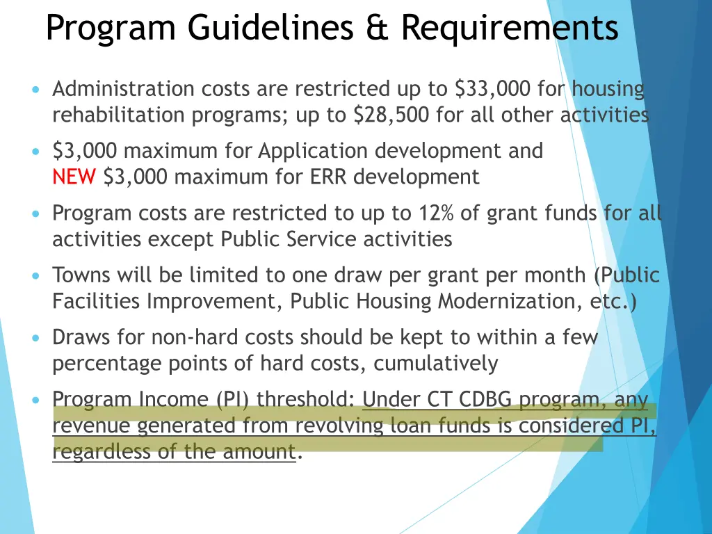 program guidelines requirements