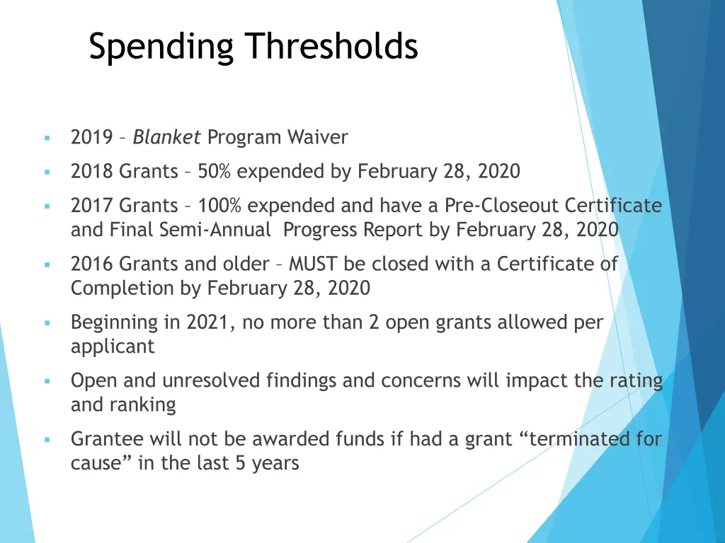 spending thresholds