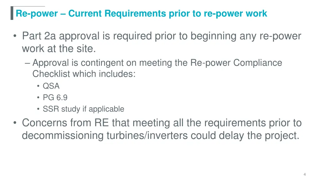re power current requirements prior to re power