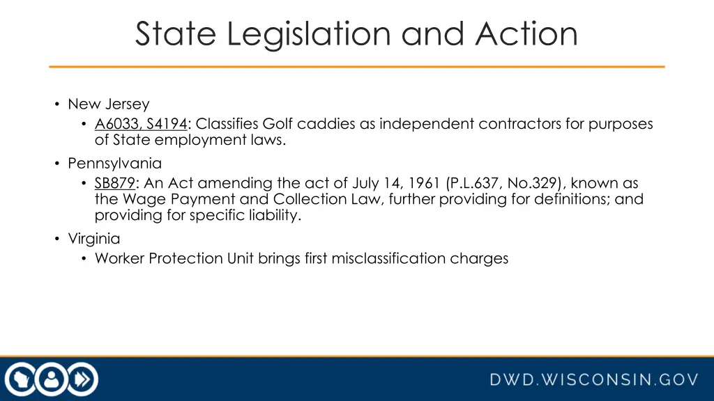 state legislation and action 1