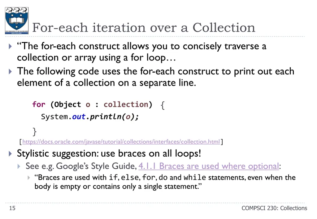 for each iteration over a collection