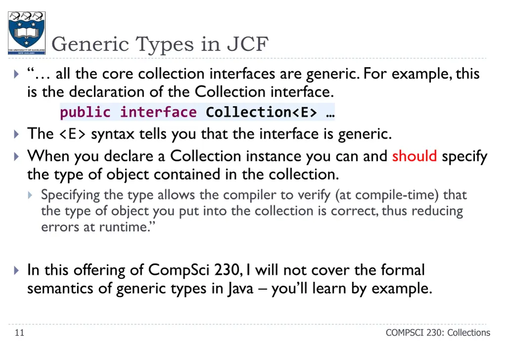generic types in jcf