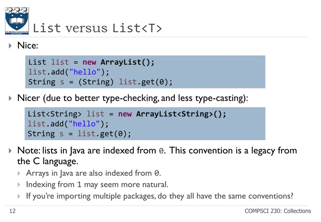 list versus list t