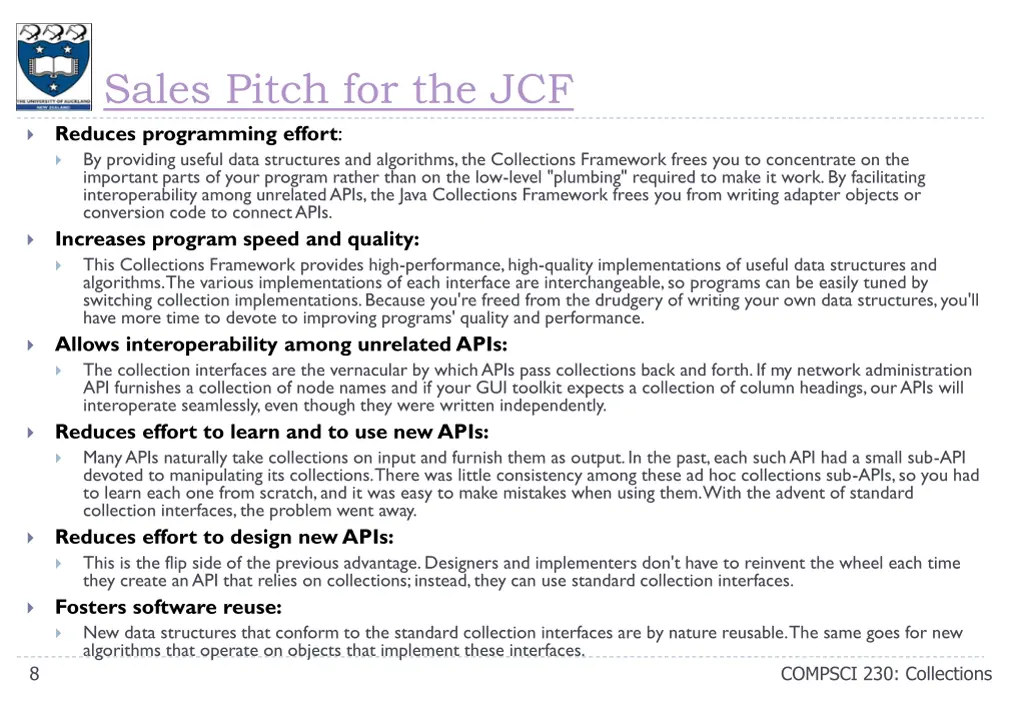 sales pitch for the jcf reduces programming