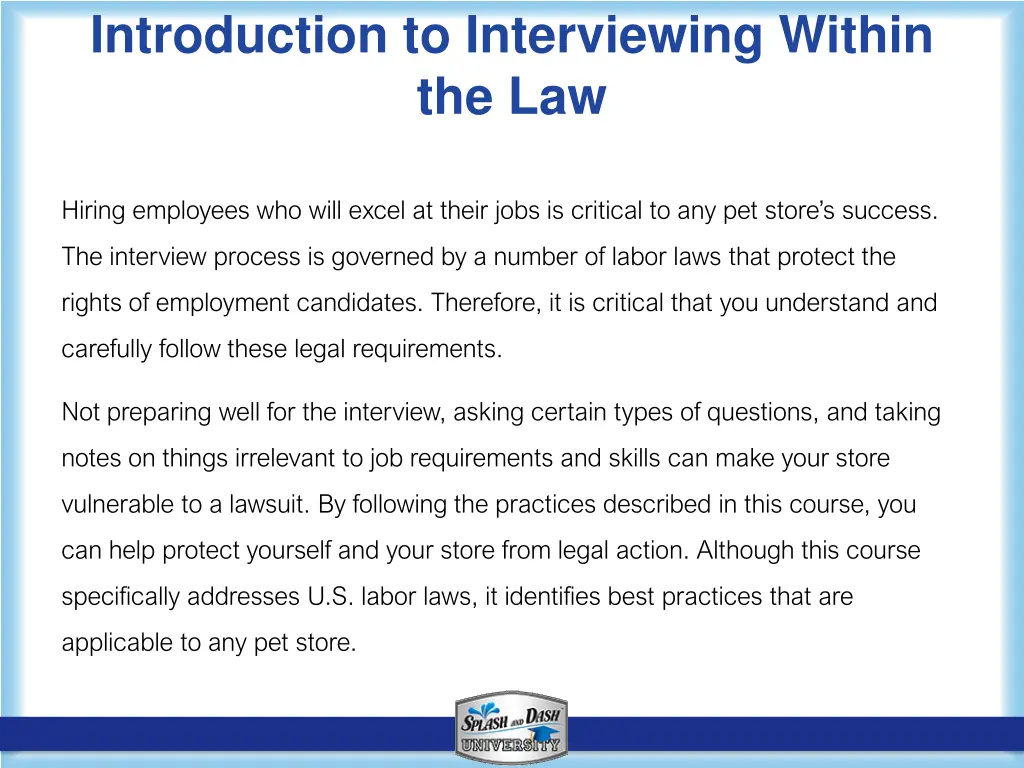 introduction to interviewing within the law