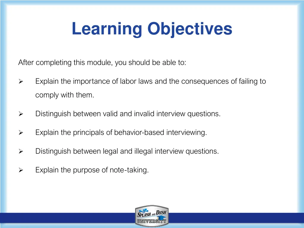 learning objectives