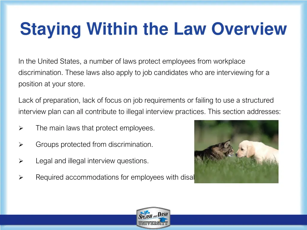 staying within the law overview