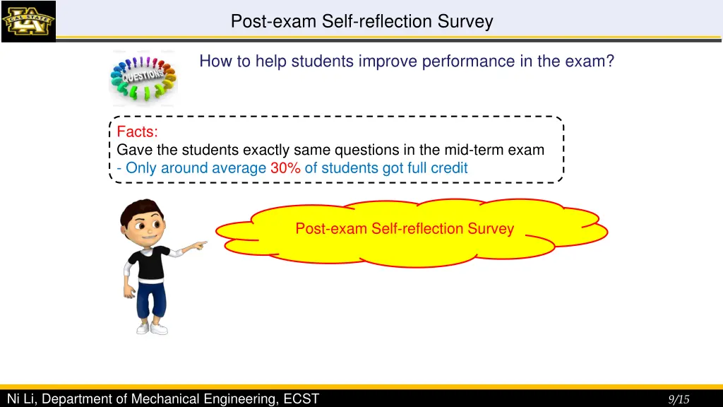 post exam self reflection survey