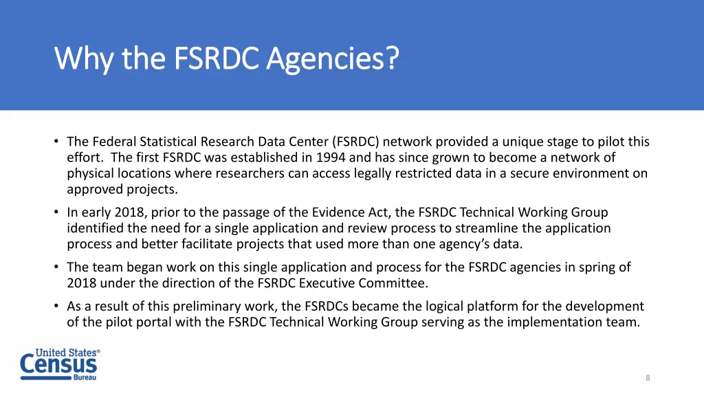 why the fsrdc agencies why the fsrdc agencies