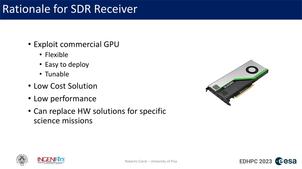 rationale for sdr receiver