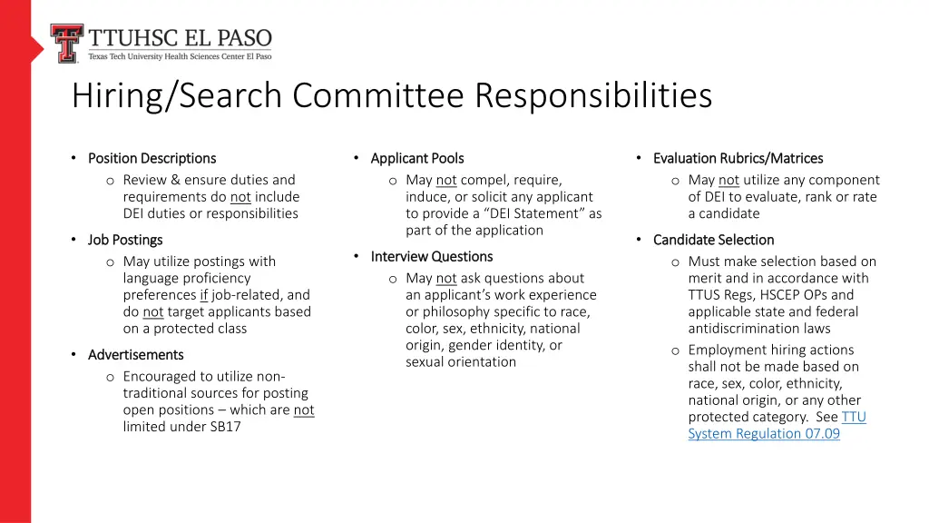 hiring search committee responsibilities