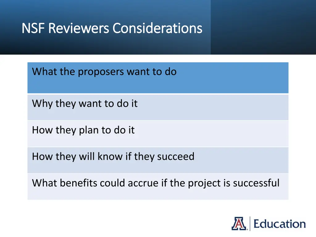 nsf reviewers considerations nsf reviewers