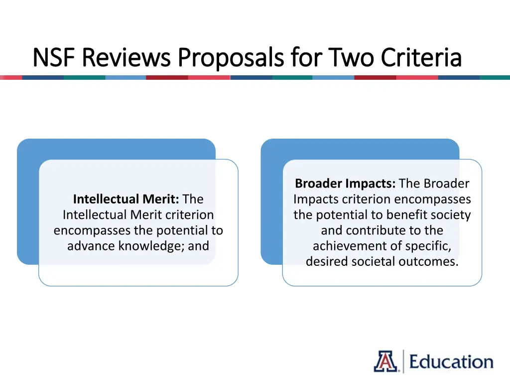 nsf reviews proposals for two criteria