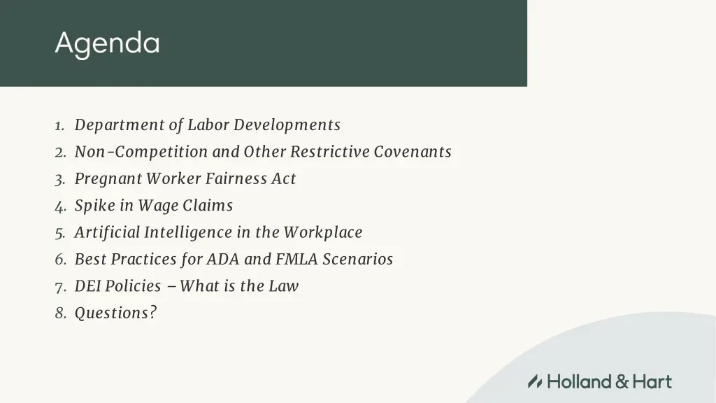 1 department of labor developments