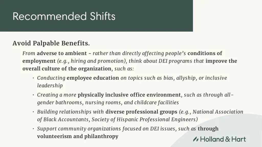avoid palpable benefits