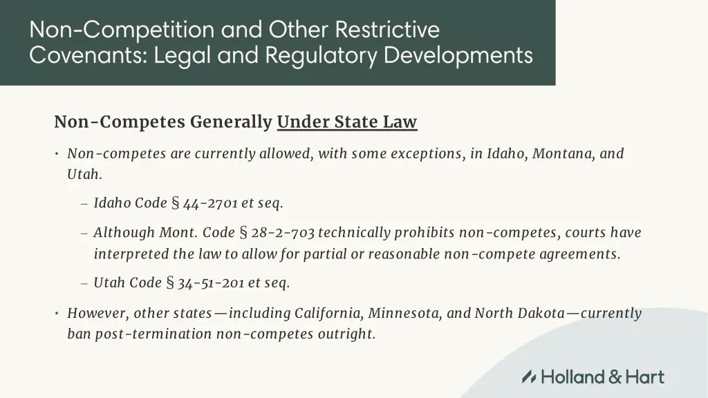 non competes generally under state law