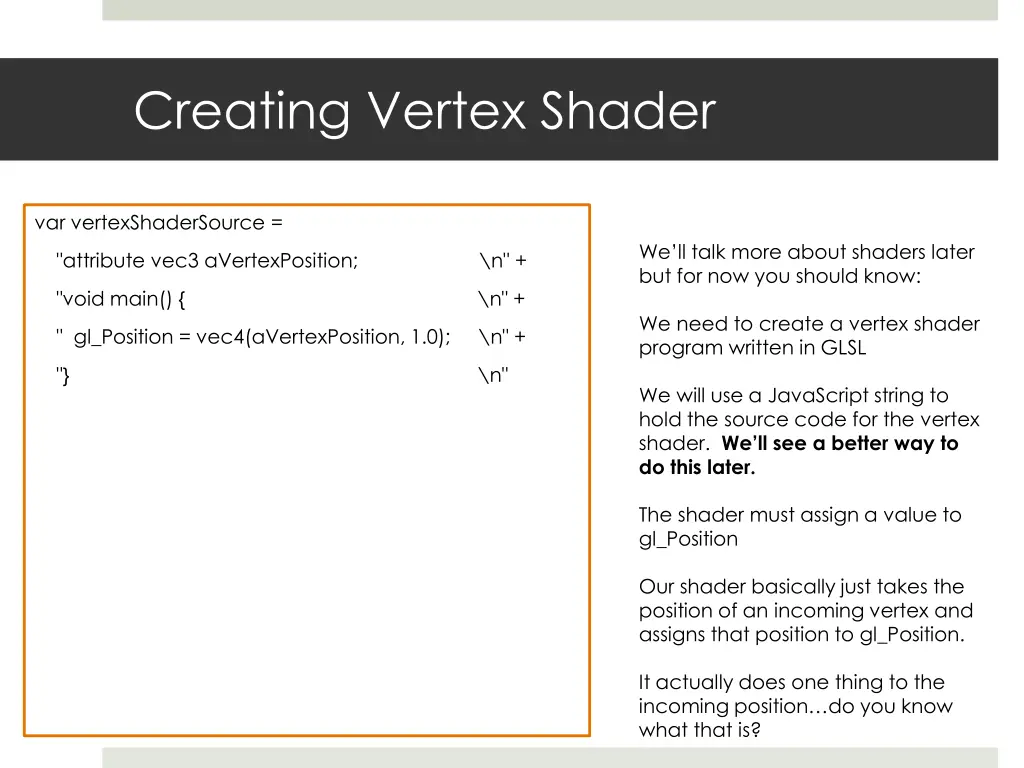 creating vertex shader