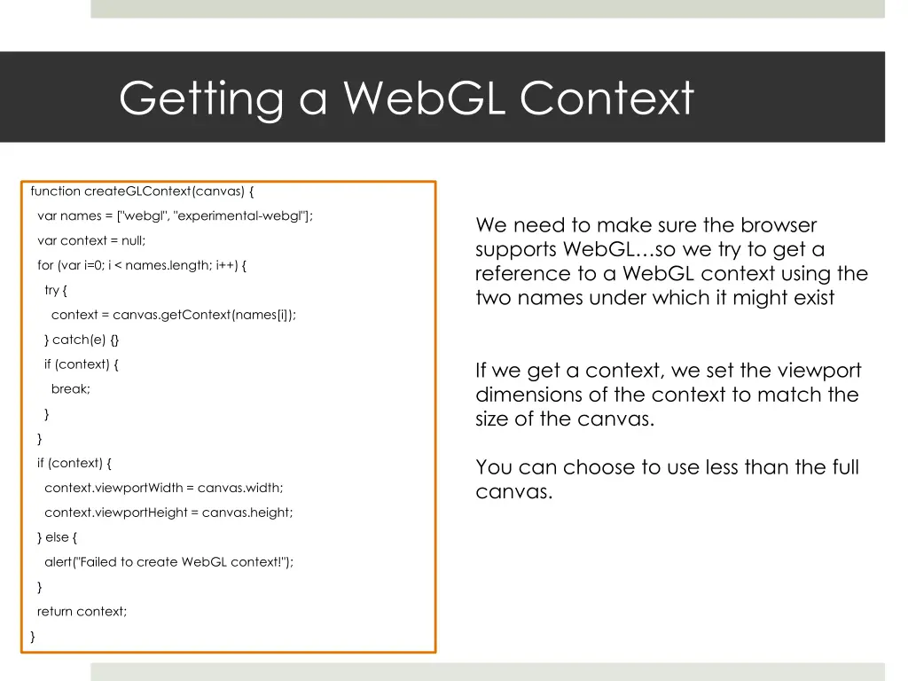 getting a webgl context