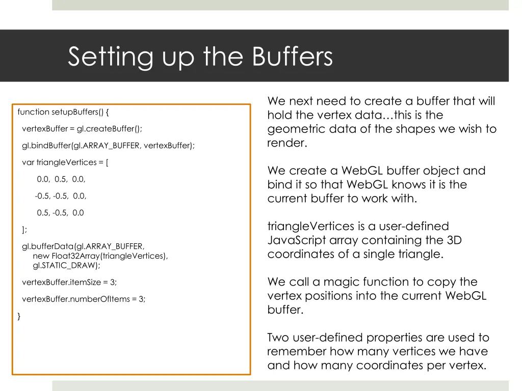 setting up the buffers