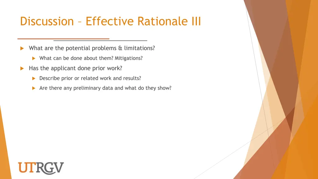 discussion effective rationale iii
