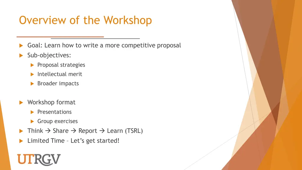 overview of the workshop