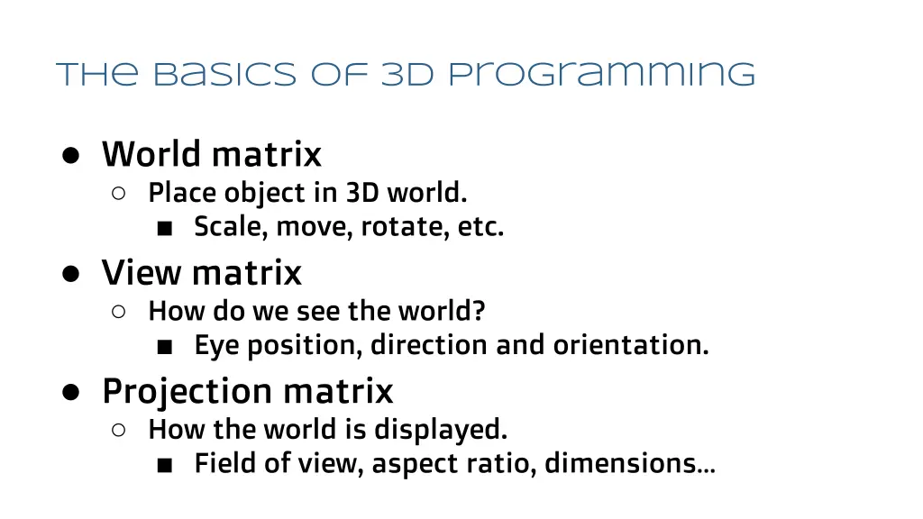 the basics of 3d programming 1