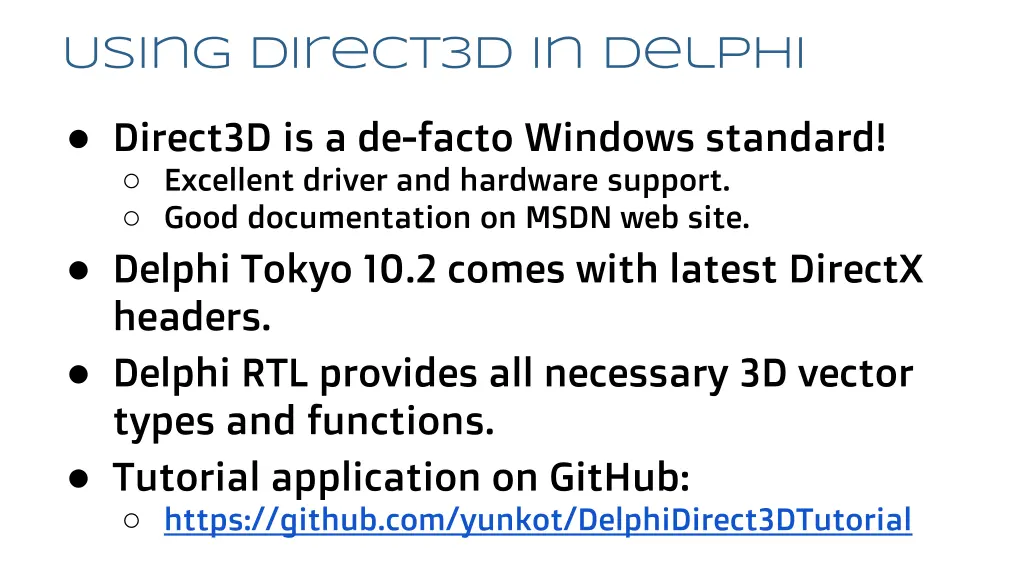 using direct3d in delphi