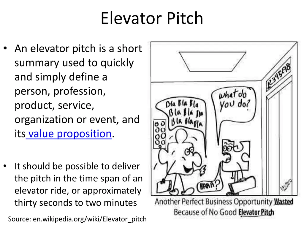 elevator pitch