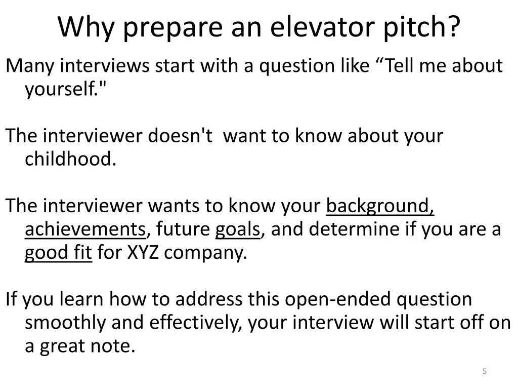why prepare an elevator pitch
