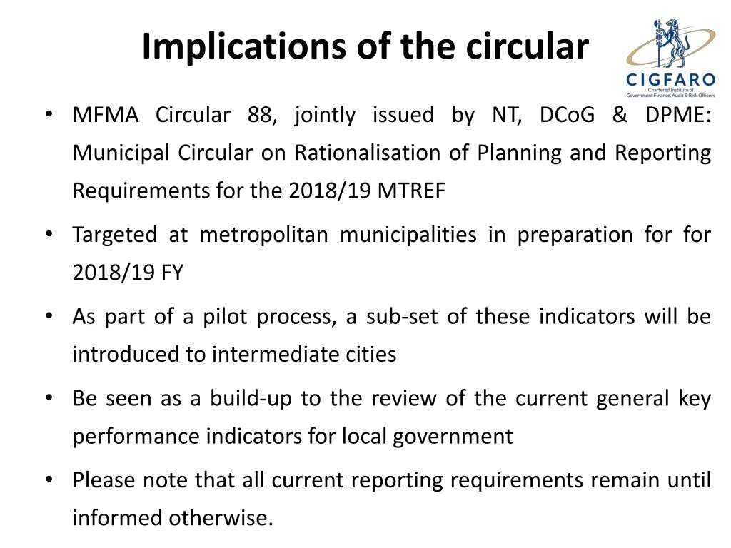 implications of the circular