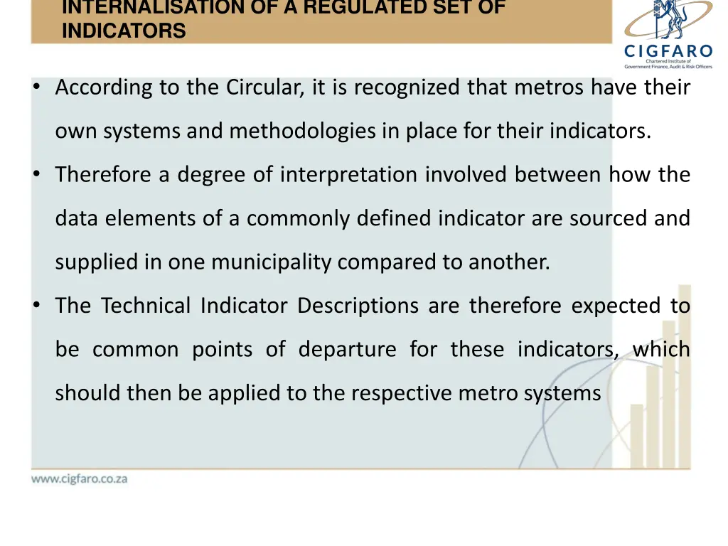 internalisation of a regulated set of indicators