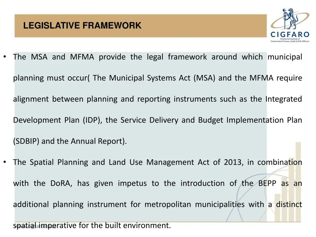 legislative framework