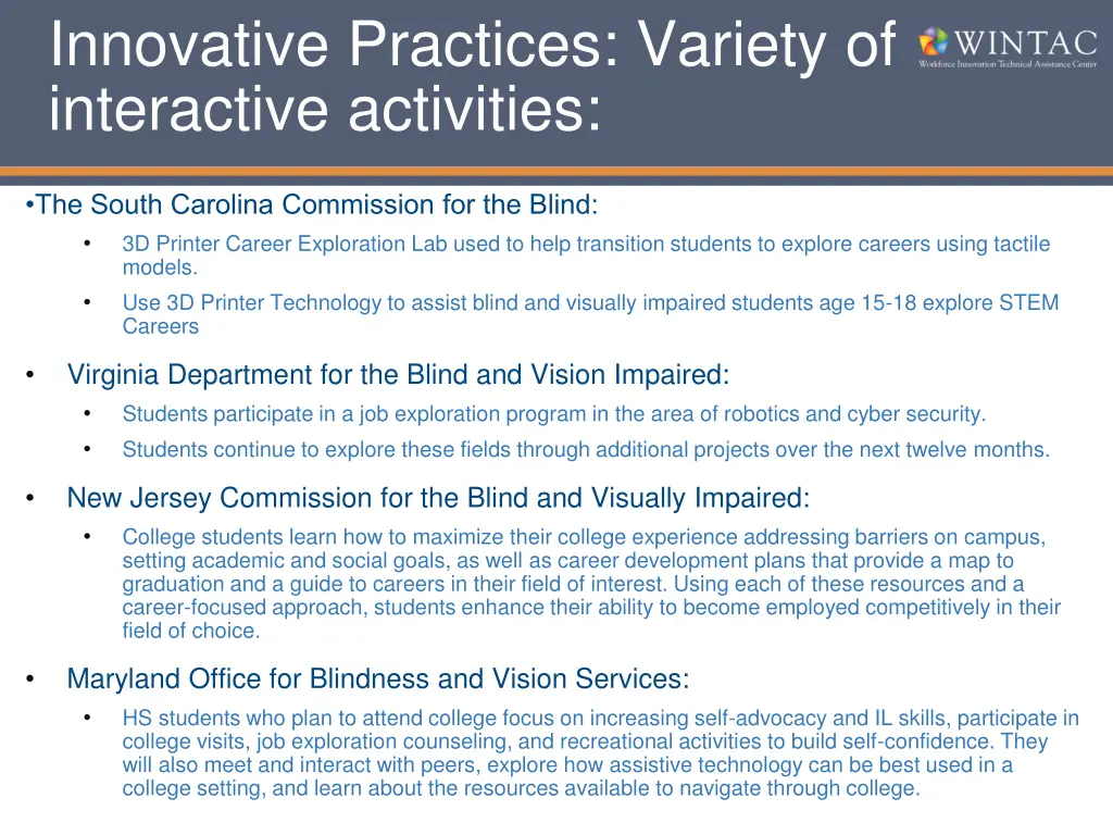 innovative practices variety of interactive